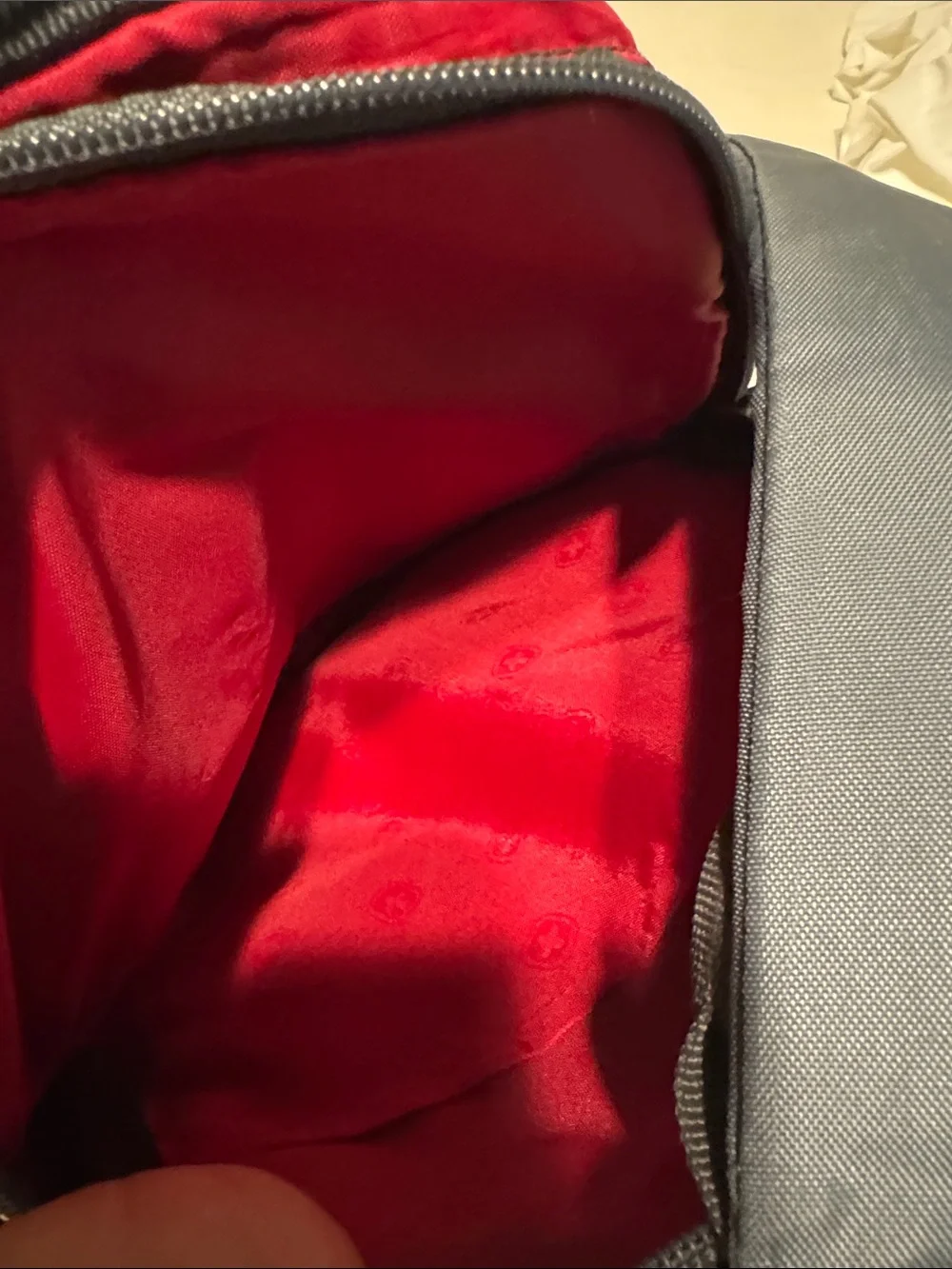 SwissGear Gray and Red Men’s Backpack with Multiple Compartments